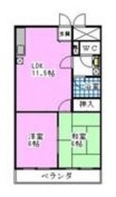 メゾン光大野(2LDK/1階)の間取り写真