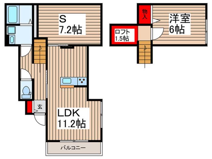 シャトール(1SLDK/1階)の間取り写真
