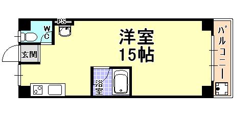貴和芦屋ハウス(ワンルーム/4階)の間取り写真