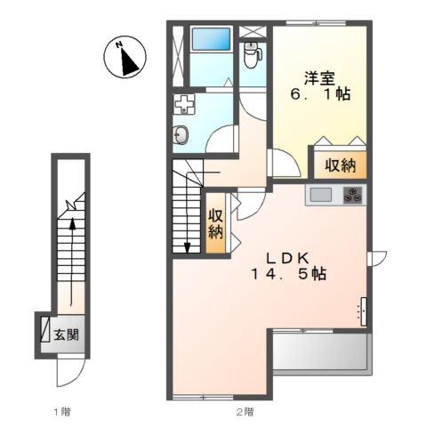 メゾン RS(1LDK/2階)の間取り写真