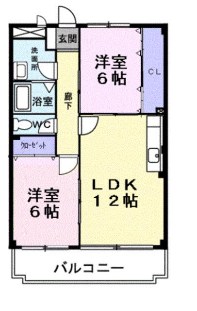エスポアール PART1(2LDK/3階)の間取り写真