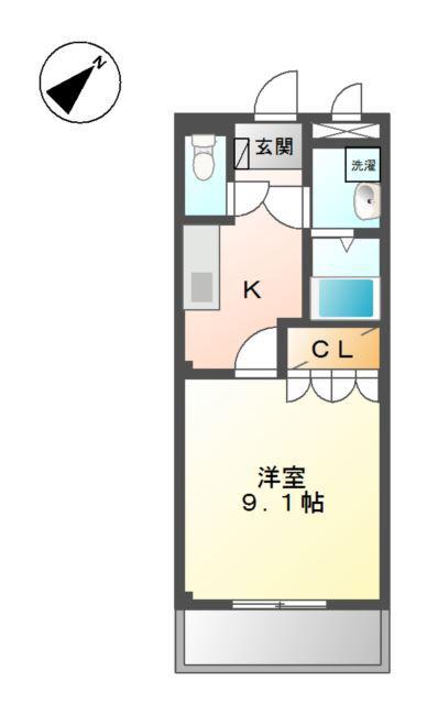 アンジェリック(1K/2階)の間取り写真