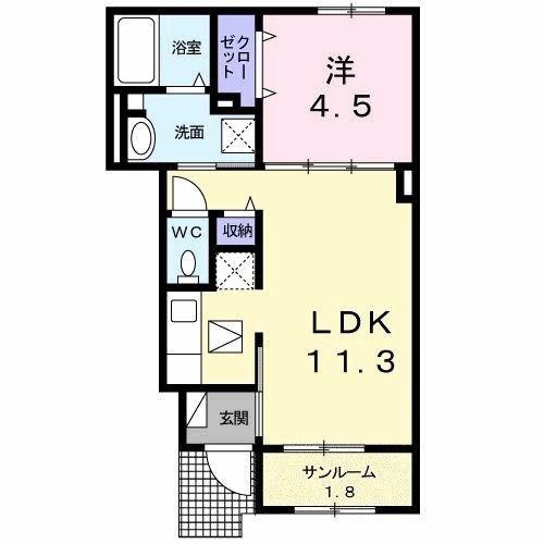 カーサ ラフィナート(1LDK/1階)の間取り写真