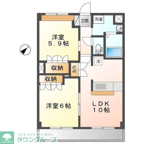 ヒンメルブロー(2LDK/3階)の間取り写真