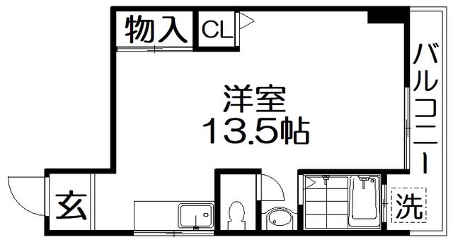 寝屋川コーポラスI(ワンルーム/2階)の間取り写真