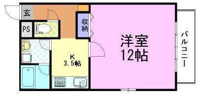 すずらん II(1K/1階)の間取り写真