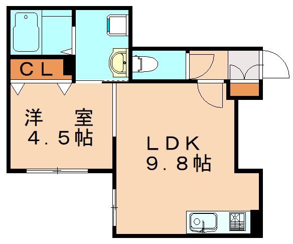 CASA DI TAISHOKAN OVEST(1LDK/4階)の間取り写真