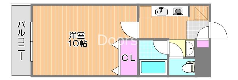 ピュアベルデ奥田本町(1K/1階)の間取り写真