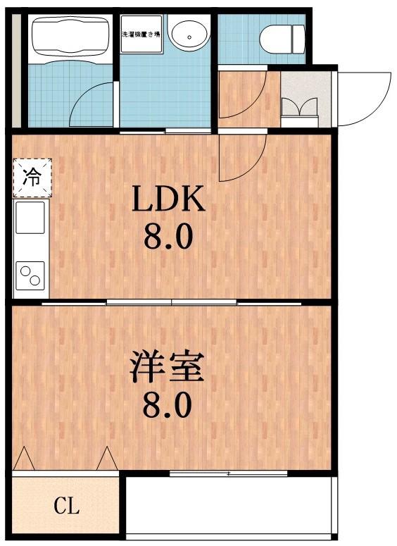 アイリス勝山(1LDK/3階)の間取り写真