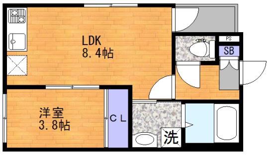 ハーモニーテラス鶴見緑地(1LDK/3階)の間取り写真