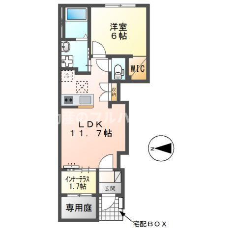 ベラ・カーサ(1LDK/1階)の間取り写真