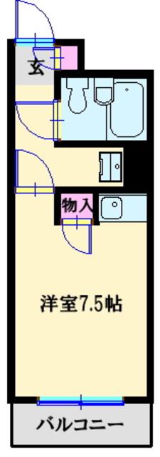 ヒルサイドビル3(ワンルーム/2階)の間取り写真