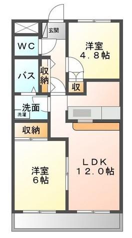 コンフォース東中島(2LDK/2階)の間取り写真