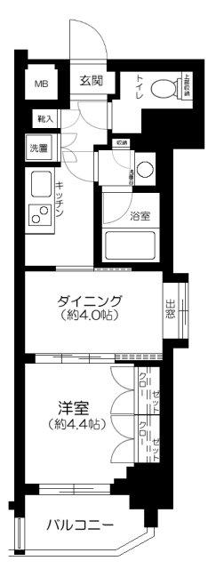 日神デュオステージ新宿若松町(1DK/2階)の間取り写真