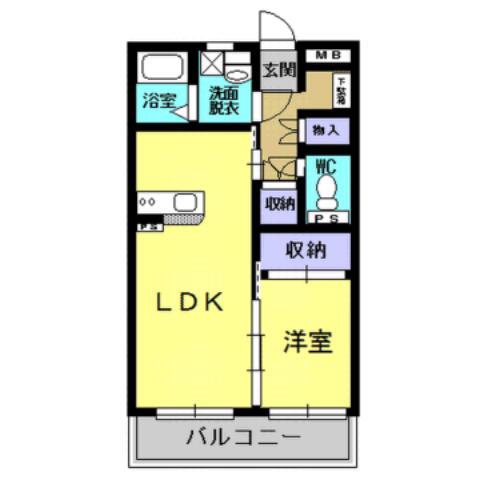 リバーサイド清音(1LDK/3階)の間取り写真