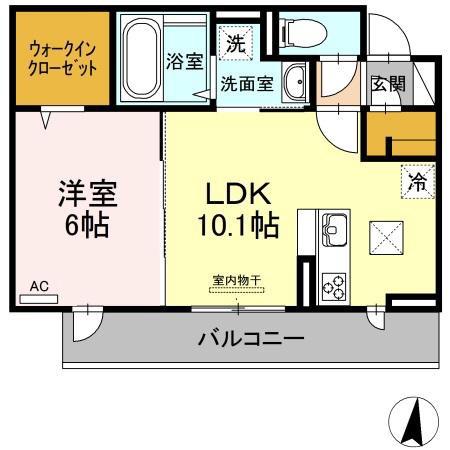 キャトルセゾン南佐古(1LDK/1階)の間取り写真