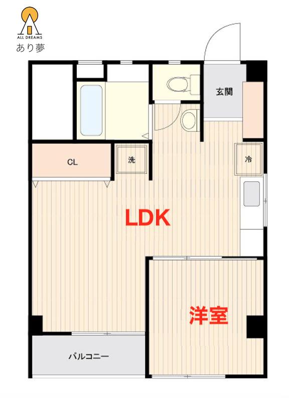 マルセンビル(1LDK/3階)の間取り写真