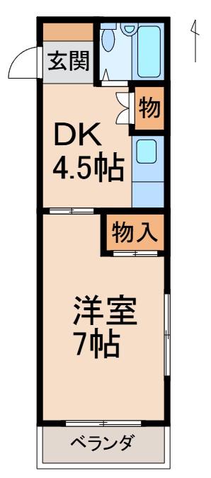 四番丁ハイム(1DK/3階)の間取り写真