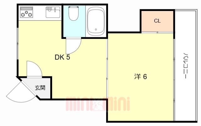 ハイツ桜ケ丘II(1DK/2階)の間取り写真