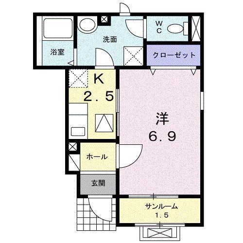 カーサ ミニョン(1K/1階)の間取り写真