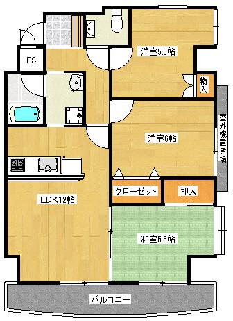 ウィステリア紀伊田辺(3LDK/7階)の間取り写真