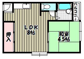ラフィーネ2号館(1LDK/3階)の間取り写真