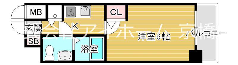 エスリード大阪城(1K/8階)の間取り写真