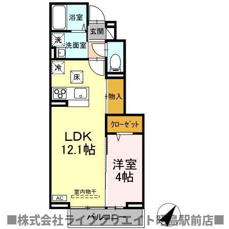 カンパーニュ(1LDK/1階)の間取り写真