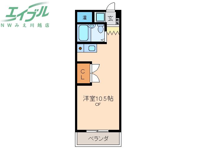 ハイツ富田II(ワンルーム/3階)の間取り写真