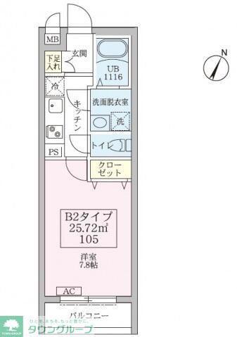 スカイコートリュクス篠崎(1K/4階)の間取り写真