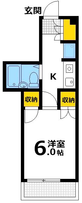矢賀ビル(ワンルーム/2階)の間取り写真