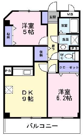 トゥールアブニール(2DK/3階)の間取り写真