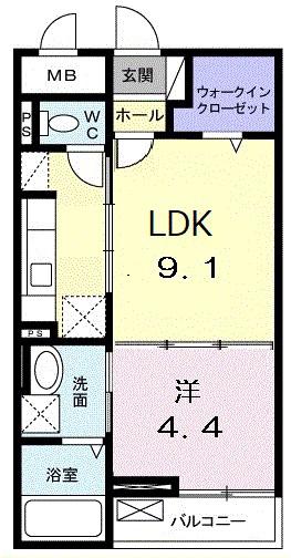 ユトリナ湘南 A(1LDK/1階)の間取り写真
