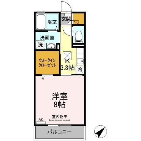 D-ROOM西松原(1K/1階)の間取り写真