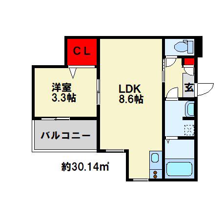 TIDY西小倉(1LDK/2階)の間取り写真