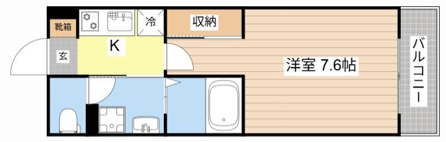 LALLURE御幸町(1K/2階)の間取り写真