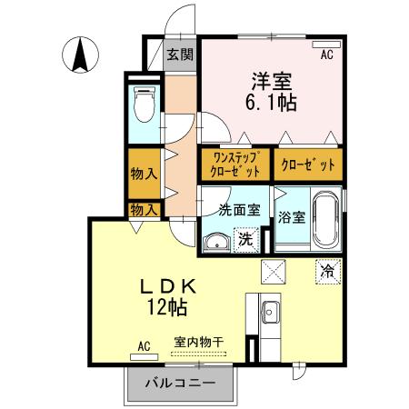 イデアル・ボヌール(1LDK/1階)の間取り写真