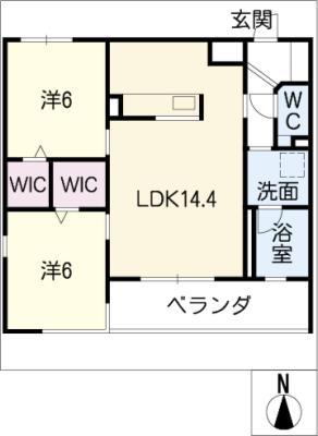 レジデンス プルメリア(2LDK/3階)の間取り写真