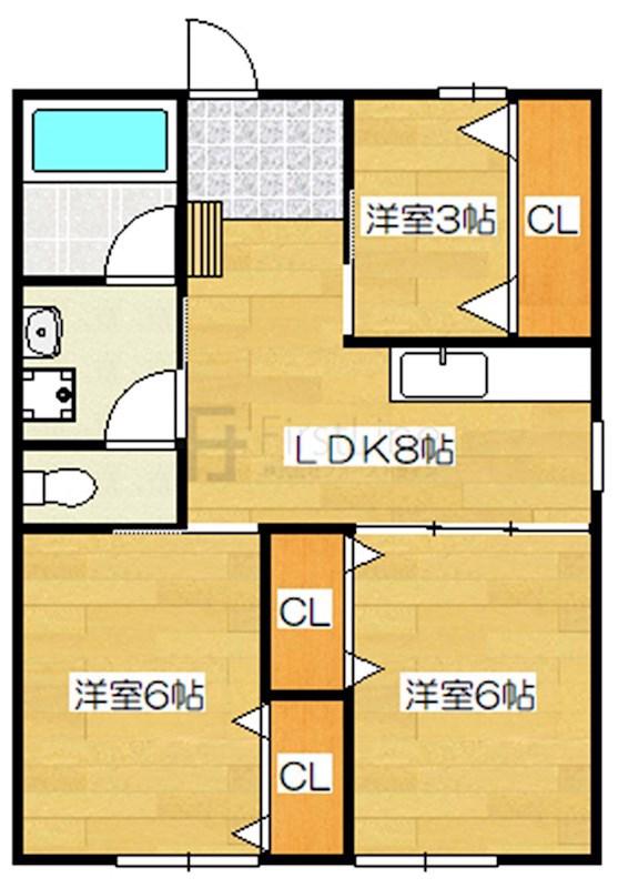 陶山ハイツ(3LDK/3階)の間取り写真
