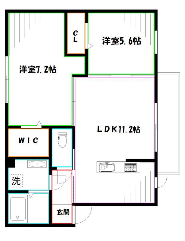 エラーブル(2LDK/2階)の間取り写真