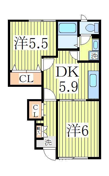 カーサボニ-トI(2DK/1階)の間取り写真