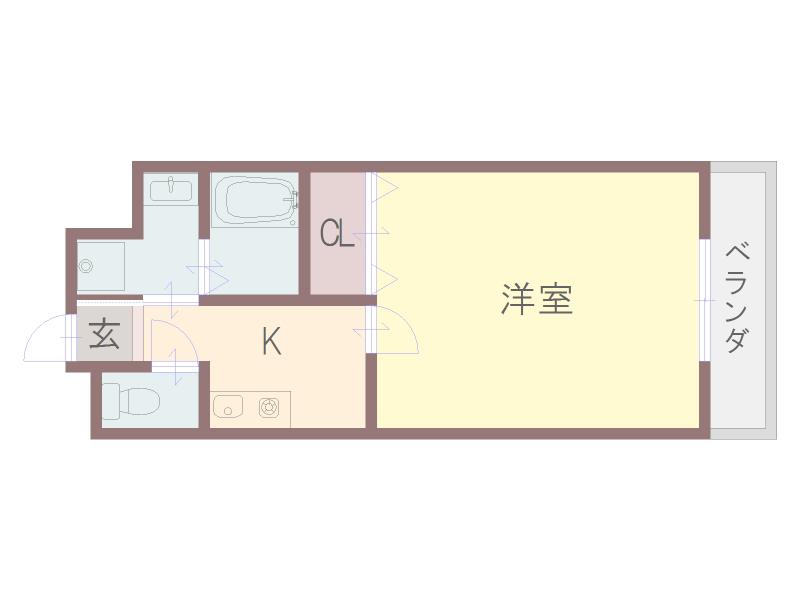 ラピス平野(1K/2階)の間取り写真