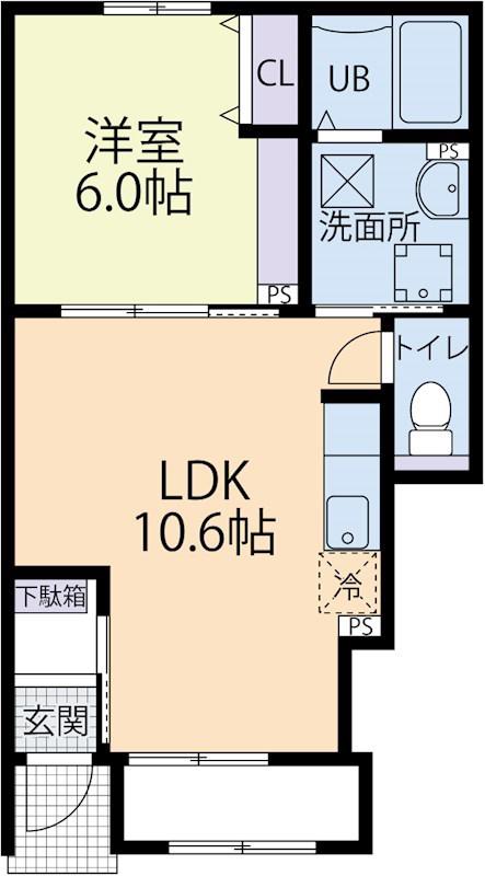 アンソレイユ A(1LDK/1階)の間取り写真