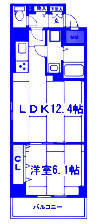 FLAT-K白楽(1LDK/6階)の間取り写真
