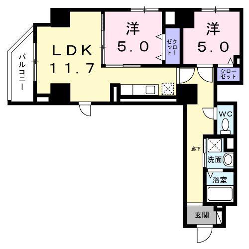 ベル・フルール(2LDK/3階)の間取り写真