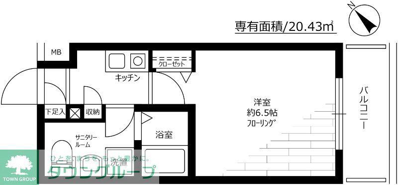グリフィン新横浜・弐番館(1K/2階)の間取り写真