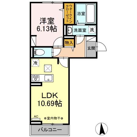 ノアエスト(1LDK/2階)の間取り写真
