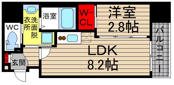 エスグランデ難波サウス(1LDK/7階)の間取り写真