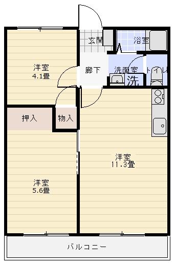 フォレスト・ヒル(2LDK/2階)の間取り写真