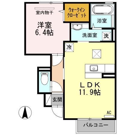 BRAVERY(1LDK/1階)の間取り写真
